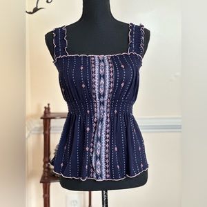 Striped Smocked-Trim Top